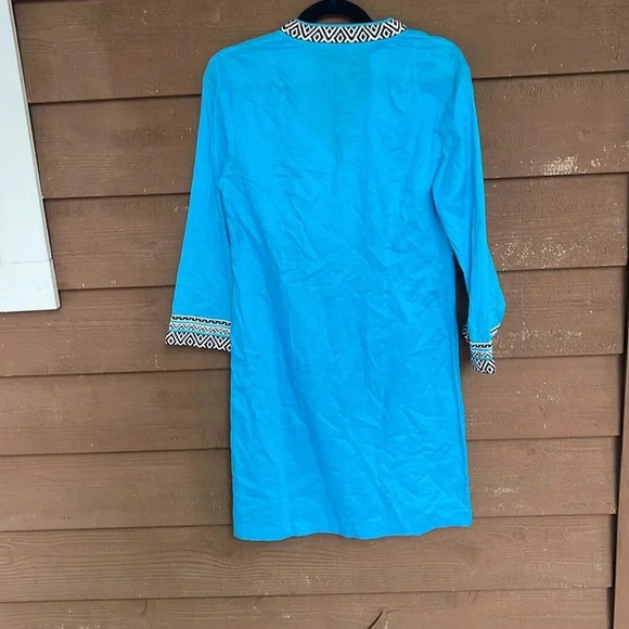 Tory Burch teal tunic with black and white detailing size 6 - Picture 5 of 6